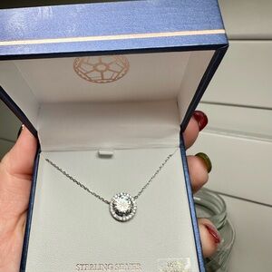 Lumineux Designs Sterling Silver Necklace with Crystal Pendant